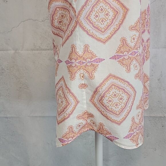 J. Crew button-down shirt in abstract print pinks and creme Women's Size S - Picture 6 of 11